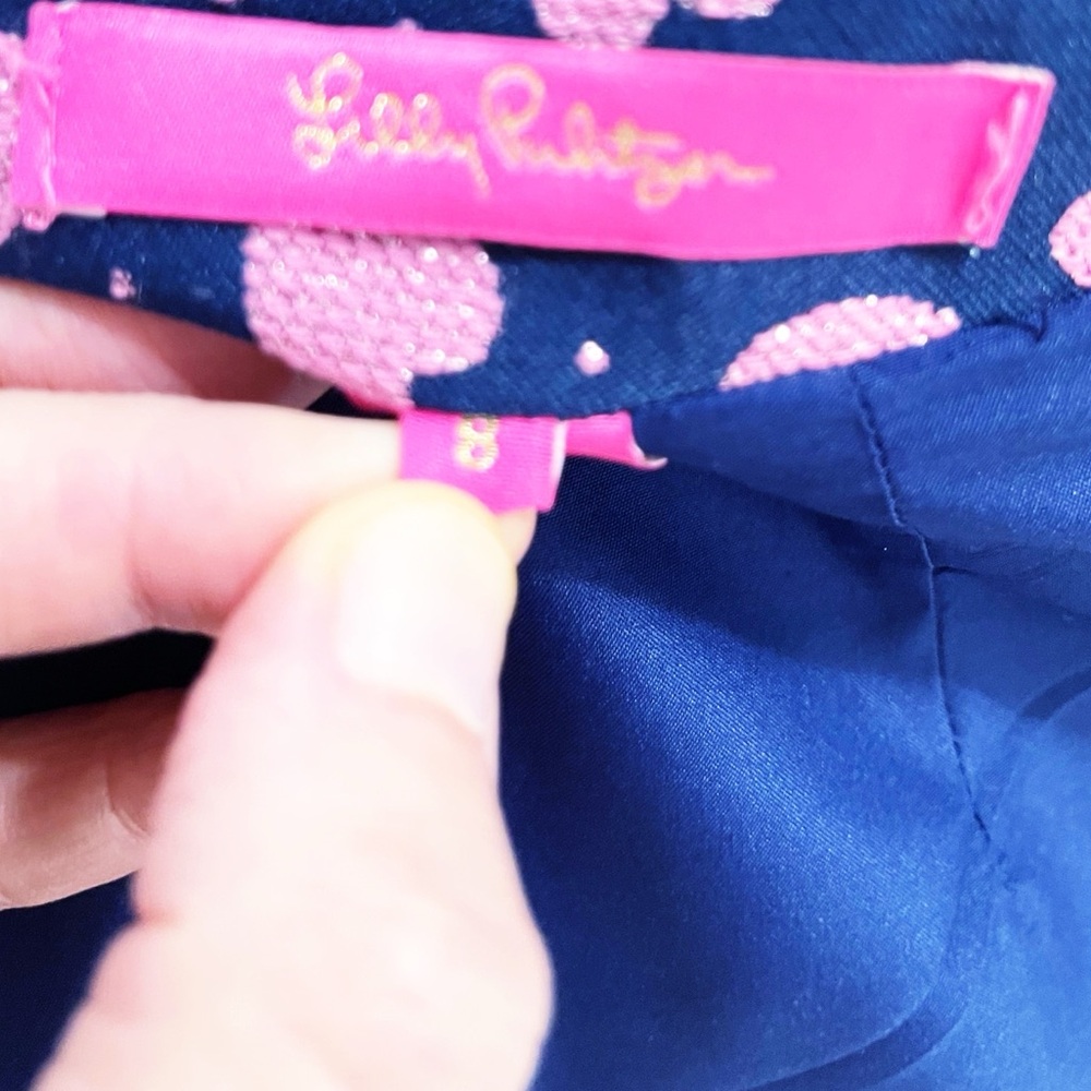 NWOT Lilly Pulitzer Adler Heart Print Navy Pink Skirt 8 in True Navy - Picture 6 of 6